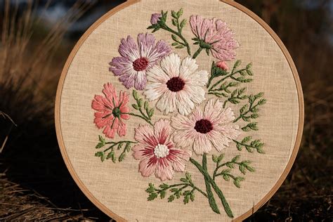 Daisy Embroidery Pattern Video Tutorial Flower Embroidery Etsy