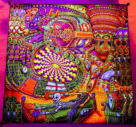 Psychedelic Uv Blacklight Tapestry Salvia Droid Wall Hanging Etsy