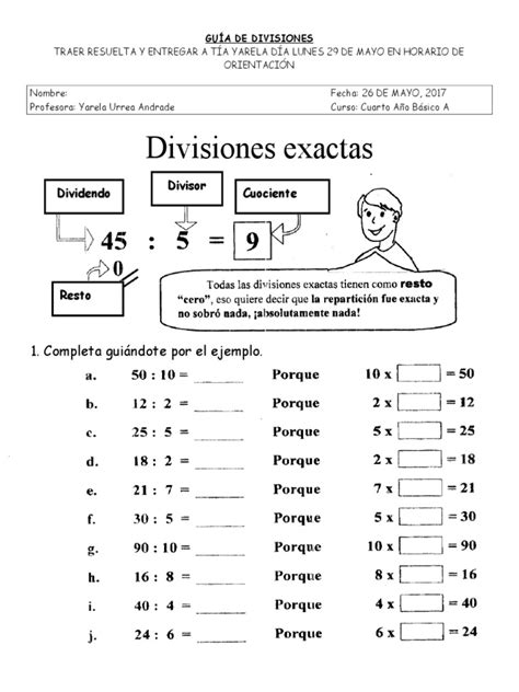 Guía De Divisiones Pdf División Matemáticas Enseñanza De Matemática