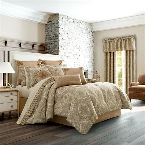 Blue & taupe embroidered hexton comforter set (king) 8pc. Sardinia Gold Cal King 4-Piece Comforter Set