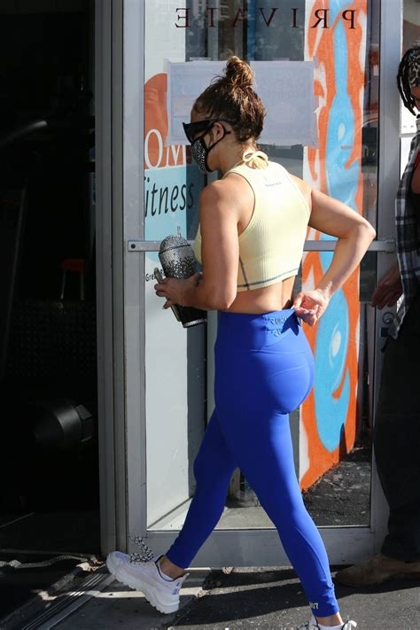 Jennifer Lopez In Blue Leggings Seen At A Gym In Miami Gotceleb