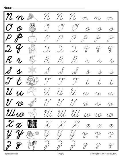 Sample worksheet for kindergarten or with writing practice plus. FREE Cursive Uppercase and Lowercase Letter Tracing ...