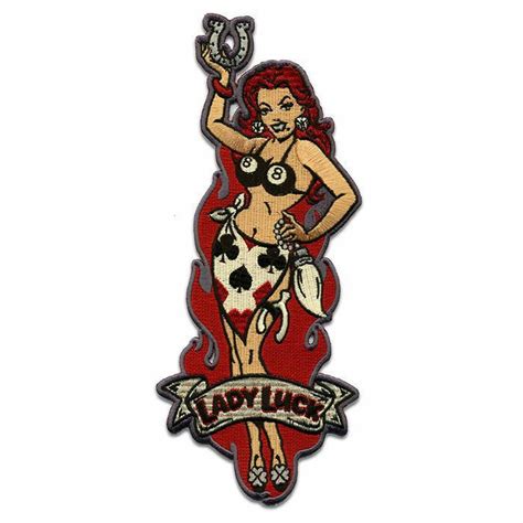 Lady Luck Pin Up Girl Patch Embroidered Iron On Applique