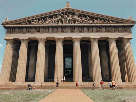 The Parthenon And Athena Statue In Nashville Tennessee Beyond The