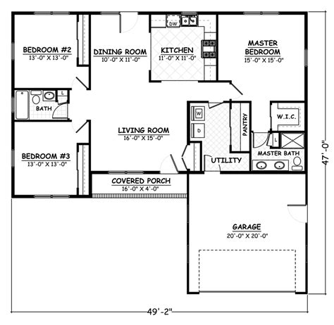 Rectangle Floor Plans 4 Bedroom
