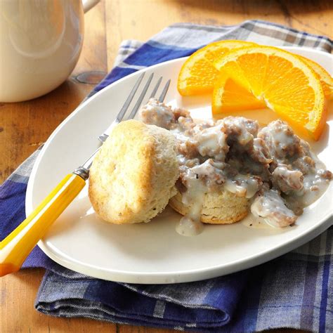 Homemade Biscuits And Maple Sausage Gravy Taste Of Home