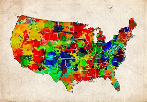 United States Colorful Map Painting By Bekim M Pixels