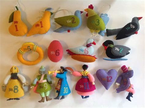 The Twelve Days Of Christmas Felt Ornaments Hand Crafted And
