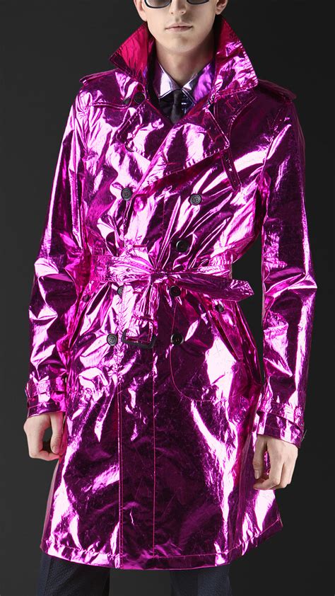 Lyst Burberry Prorsum Metallic Silk Trench Coat In Purple For Men