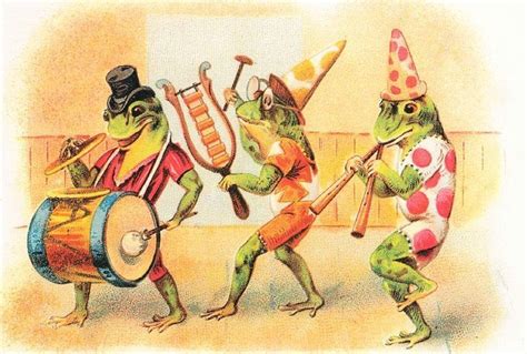 Frog Musicians Marching Band Victorian Illustration Modern Postcard 2