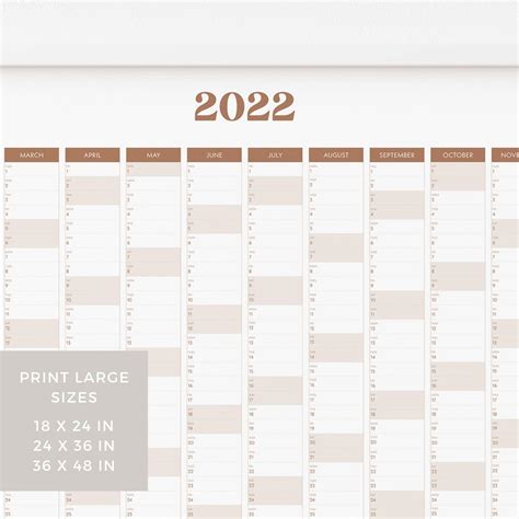 2022 Wall Calendar Wall Planner Large Printable Calendar Etsy