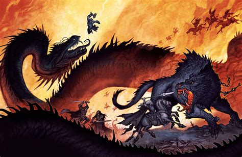 The creature killed and eaten every night by the aesir and einherjar. Ragnaroc - By Johan Egerkrans; epic fantasy; D&D, rpg ...