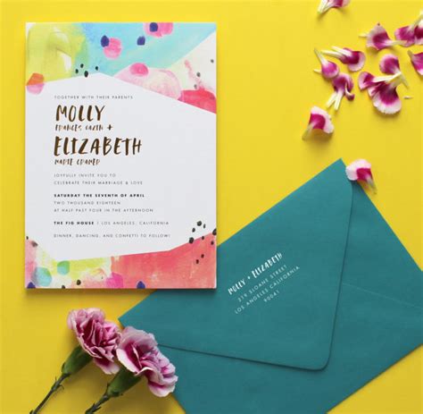 Bright And Colorful Modern Wedding Invitations