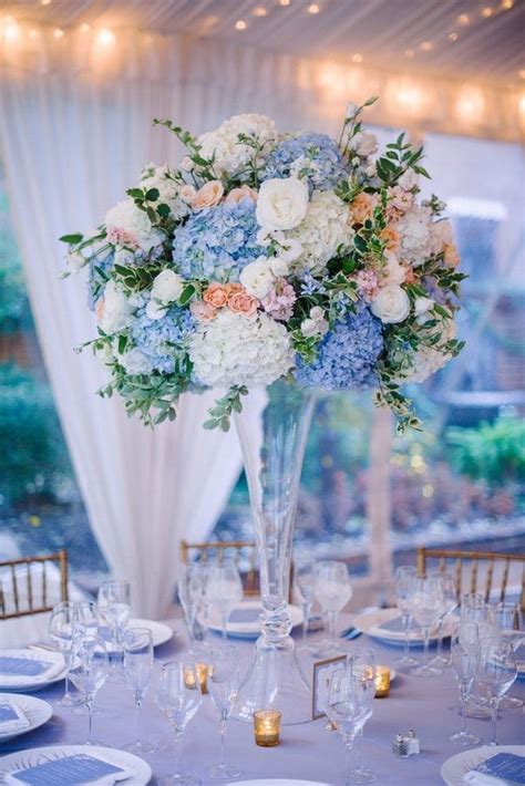 Light Blue And Blush Pink Tall Wedding Centerpieces Colors For Wedding