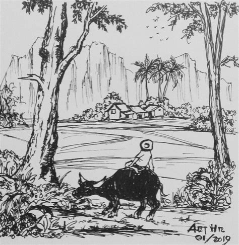 Jauh dari kota by Art HR | Sketch landscape, Art, Sketches of people