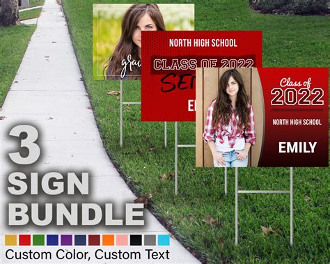 Graduation Yard Signs 2022 With Photo 3 Pack Class Of 2022 Etsy