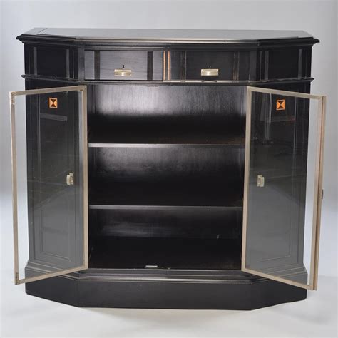 10% coupon applied at checkout. Ebonized Art Deco Cabinet with Aluminum Trim and Glass ...