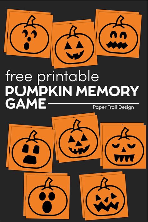 Halloween Pumpkin Memory Game For Kids Paper Trail Design