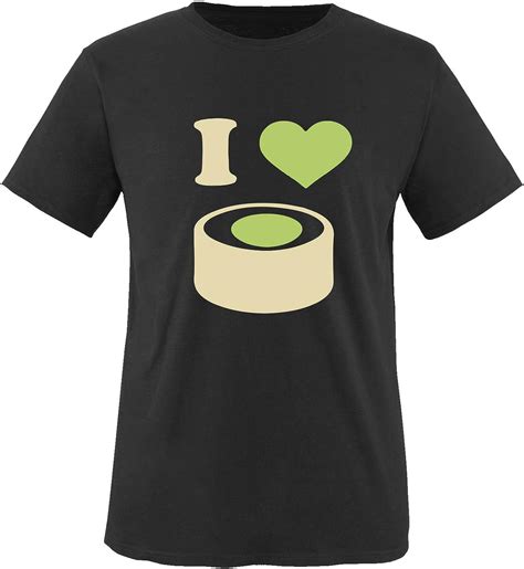Comedy Shirts I Love Sushi Rolle Herren T Shirt Rundhals Baumwolle Kurzarm Top