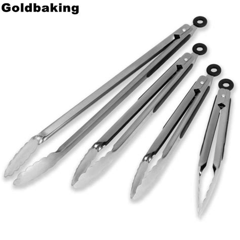 Goldbaking Stainless Steel Cooking Tongs For Bbq Long Locking Food