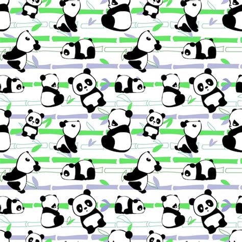 Premium Vector Cute Panda Bears And Bamboo Vector Seamless Pattern