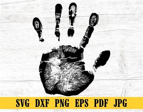 Handprint Svg Handprint Cut File Handprint Dxf Handprint Etsy