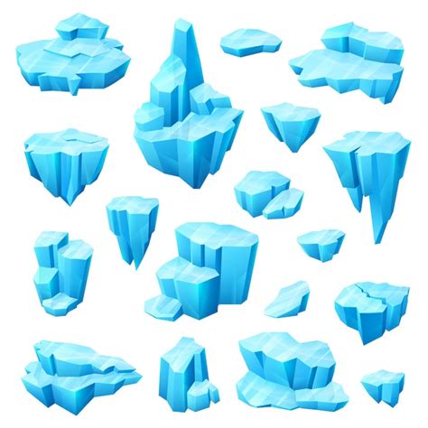 Premium Vector Ice Crystal Glacier And Iceberg Cartoon Set Of Winter