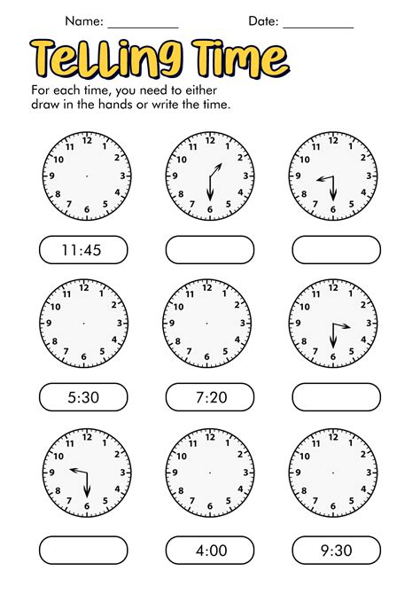 Second Grade Telling Time Worksheet Free Printable Worksheet