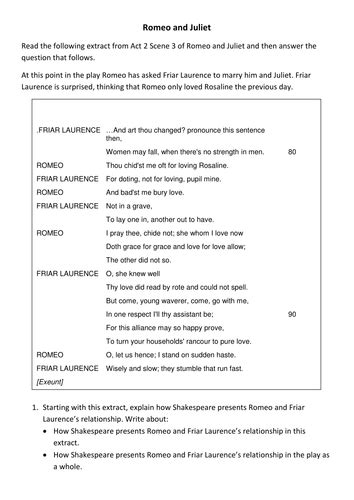 The perfect exam practice questions and revision pack for aqa english language question 5, but easily adaptable for other exam boards such as edexcel, ocr, wjec, eduqas and so on. Romeo and Juliet Practice Question AQA English Literature ...