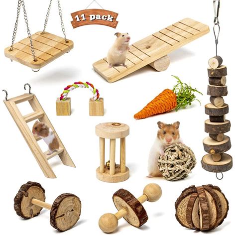 20xhamster Chew Toys Set 11 Pack Natural Wooden Hanging Hamster Ebay