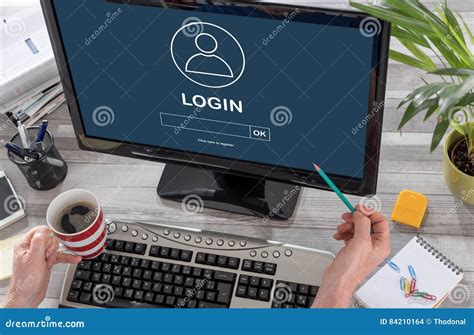 Login Concept On A Computer Stock Photo Image Of Login Button 84210164