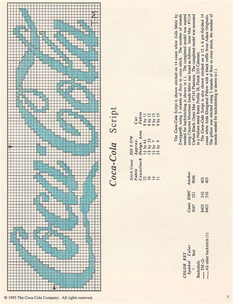 5.21 x 3.50 inches or 13.24 x 8.89 cm skill: Coca Cola Script | Cross Stitch Coca-Cola | Pinterest ...