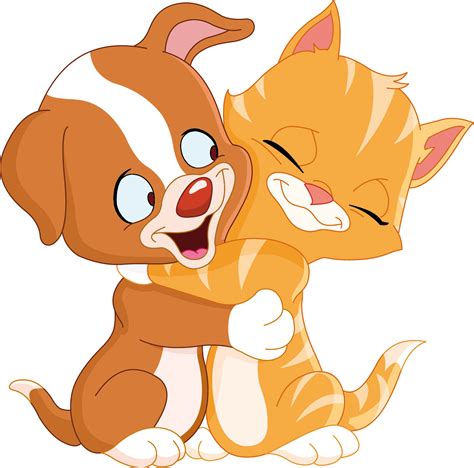 детские наклейки обнимающие кошку и собаку TenStickers