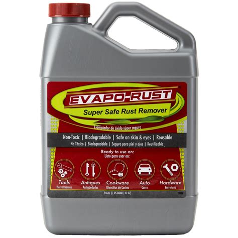 Puede quitar fácilmente el óxido de los objetos de acero, como los parachoques de los automóviles, con este sencillo remedio casero. Evapo-Rust ER004 Super Safe Rust Remover, Quart