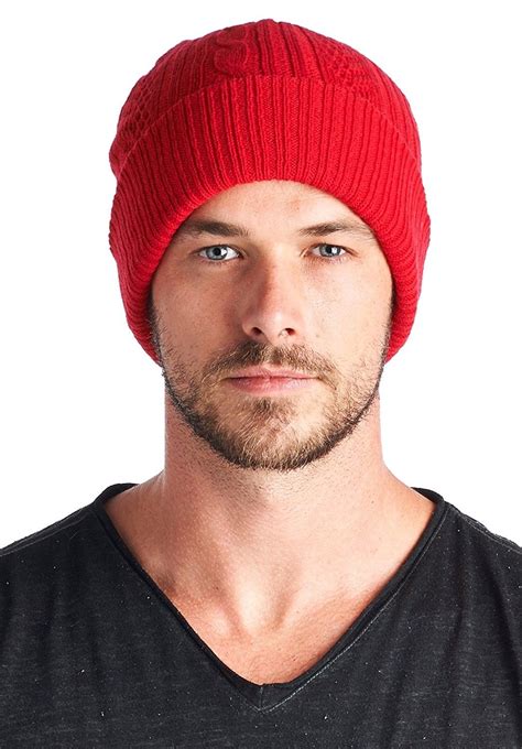Unisex Merino Wool Cashmere Stretch Cable Knit Slouch Beanie With