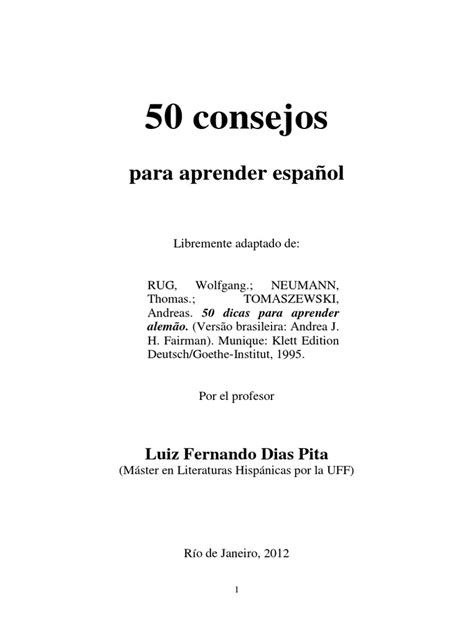 50 Consejos Para Aprender Español Pdf Lengua Española Diccionario