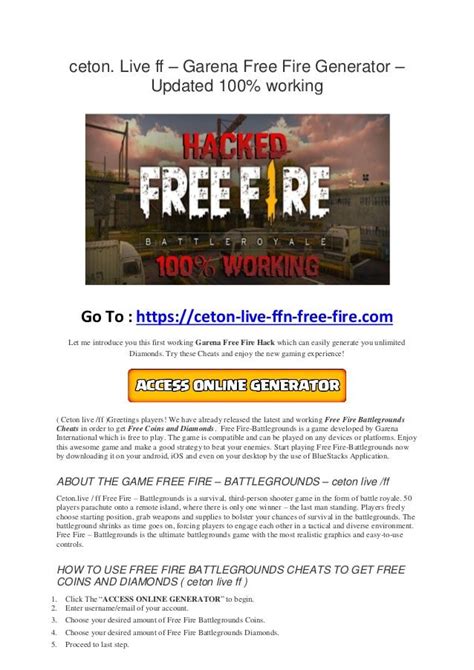 Garena free fire hack have become a must have for many gamers as everyone is attempting to realize a look that is distinctive and superior to alternative players. FREE FIRE HACK GENERATOR BEST NEW WORKING IN 2020 NO BAN ...