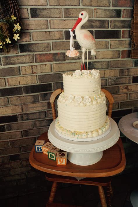 Vintage Stork Baby Shower Cake I Made For My Daughter Baby Cakes Baby
