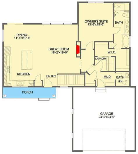 exclusive  bed house plan  main floor master bedroom hs