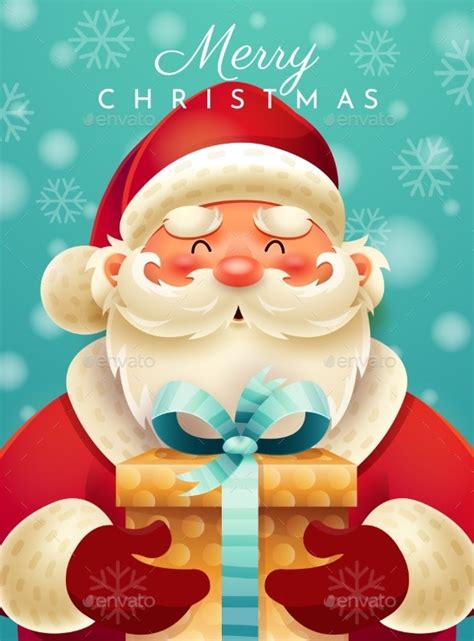Merry Christmas Santa Claus Card Design Vectors Graphicriver