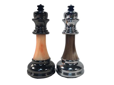 Metal And Marbled Acrylic Chess Pieces