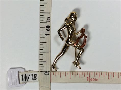 Vintage Carolee Gold Toned Pin Brooch Woman With Brown Enamel Etsy
