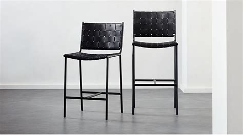 Did you scroll all this way to get facts about black counter stool? Woven Black Leather Bar Stools | CB2