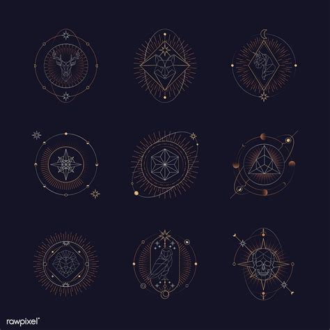 Geometric Mystic Symbols Vector Set Premium Image By