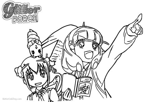 Nice Glitter Force Two Girl Coloring Page Coloring Pa