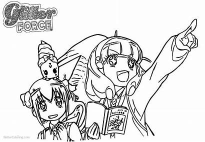 Glitter Coloring Force Pages Precure Printable Adults