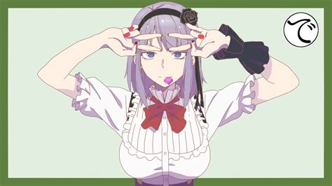 Free Download Hd Wallpaper Anime Dagashi Kashi Blue Eyes Headband Purple Hair Shidare