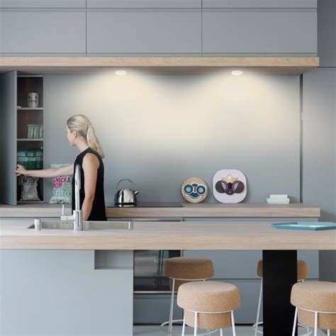 It must be connected to the mains power so its location might be limited. 4 Pack LED Cabinet Light Wireless LED Puck Lights 4000K ...