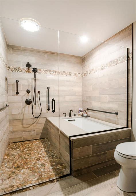 11 walk in shower ideas for small bathrooms. This master bath remodel features a beautiful corner tub ...