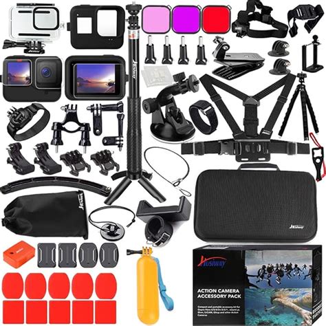Husiway Accessories Kit For Gopro Hero 12 11 10 9 Black Waterproof
